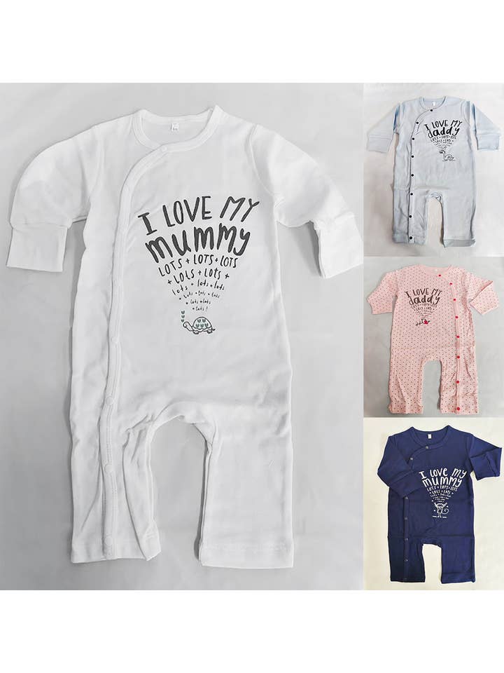 Fennco Styles - Wholesale Jumpsuit - Baby - I Love My Mummy Daddy Cotton Baby Romper