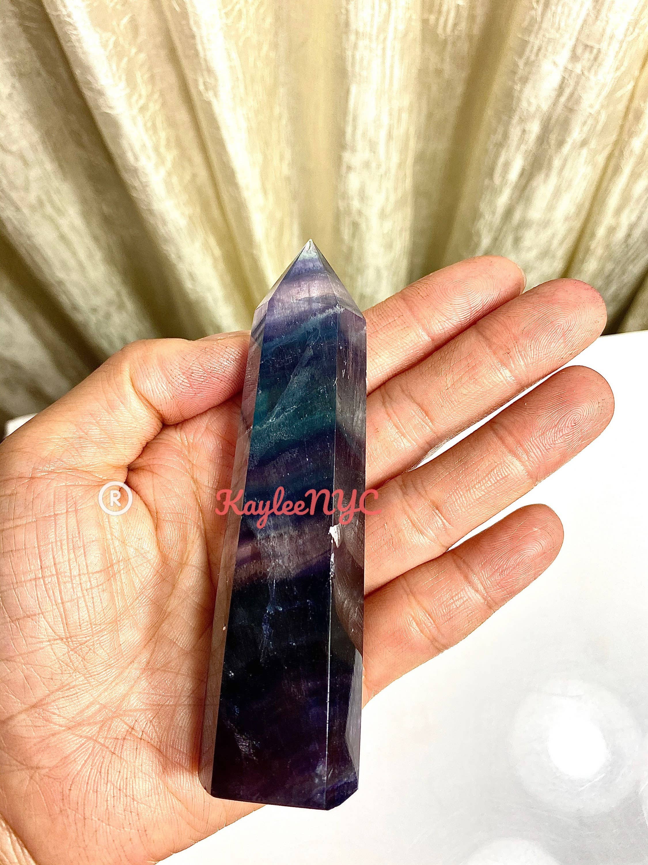 KayleeNYC - Vendita all'ingrosso Pietra/cristallo spirituale - Lotto all'ingrosso 2 Lbs Dark Rainbow Fluorite Obelisk Point Torre di energia naturale5