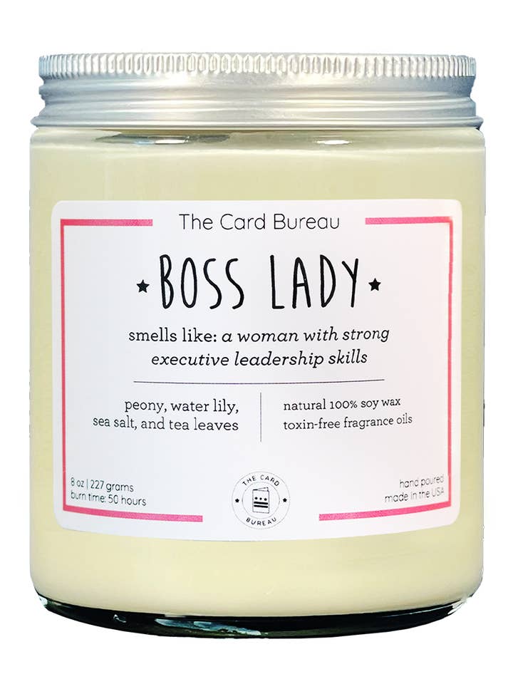 8 oz Boss Lady Feminist Soy Candle for wholesale by The Card Bureau