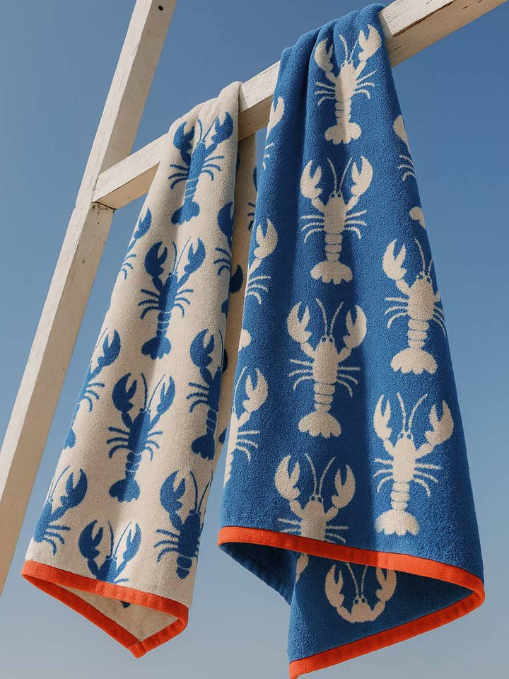 Blue Lobster Organic Cotton Towels for wholesale by Anorak