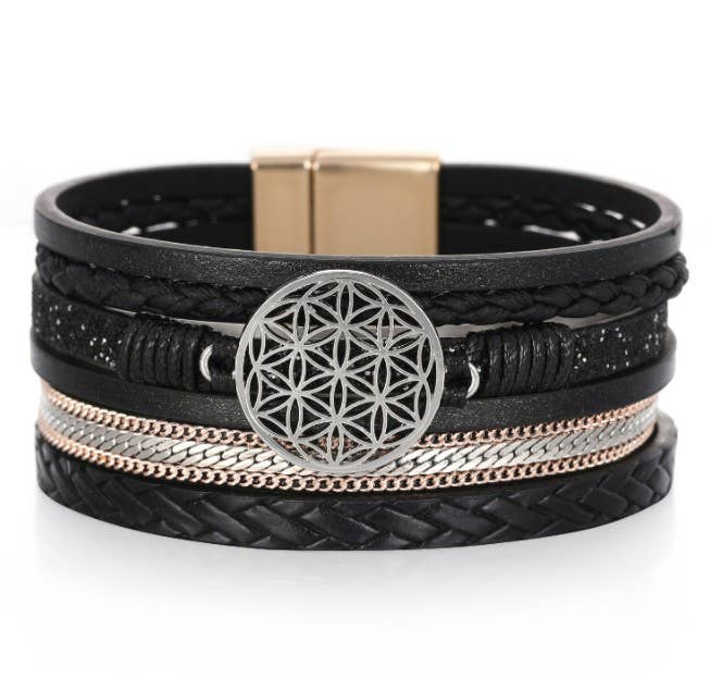 Maya J - Wholesale Woven/Braided Bracelet - Bohemian Vegan Leather Cuff Bracelets - Full Display20