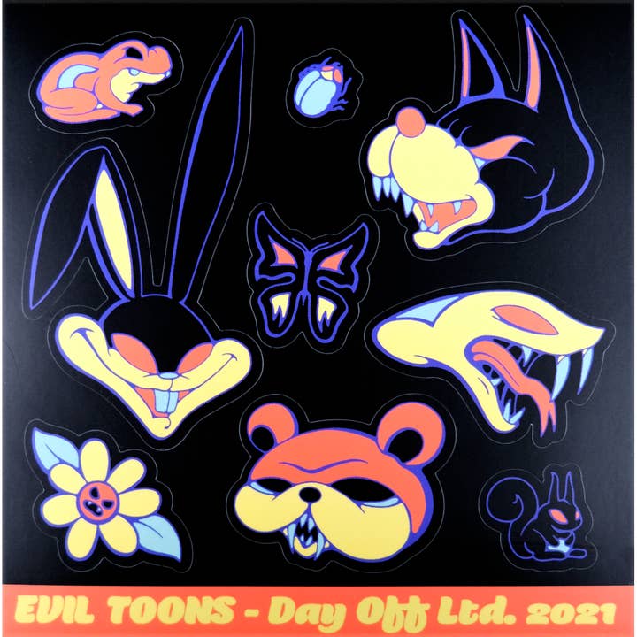 Evil Toons Sticker Sheet for wholesale by Day Off Ltd.