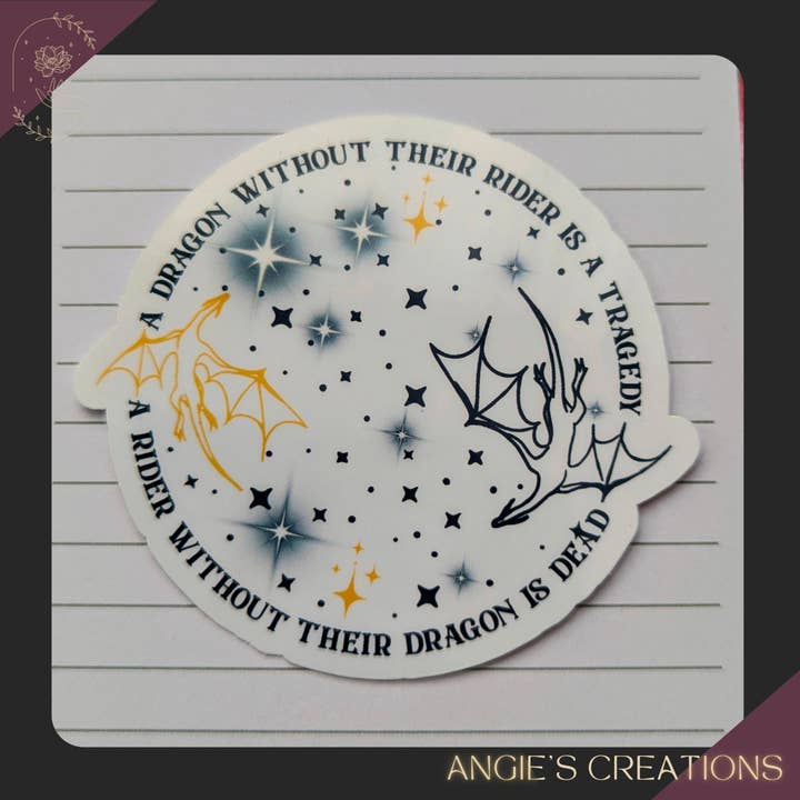 Without a Rider is a Tragedy Sticker • Fourth Wing Inspired for wholesale by Angie's Creations