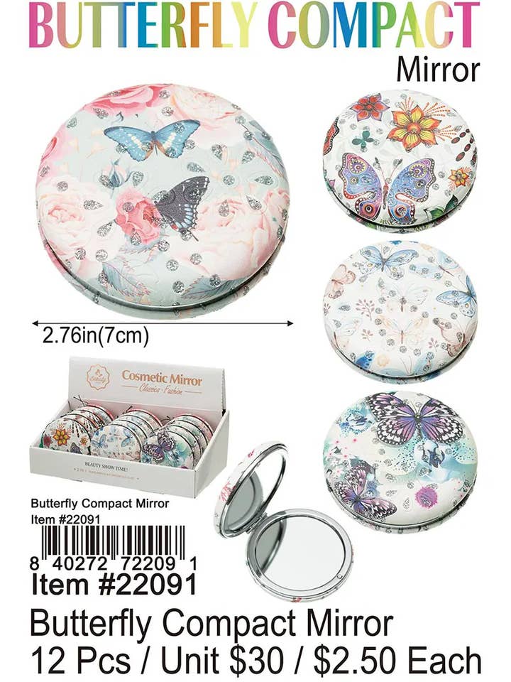 Espejo Compacto Mariposa. para venta al por mayor de Puka Creations