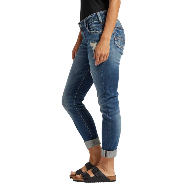 Indigo Silver Jeans Co. Girlfriend Mid Rise Skinny Jeans SJL388 for wholesale on Faire