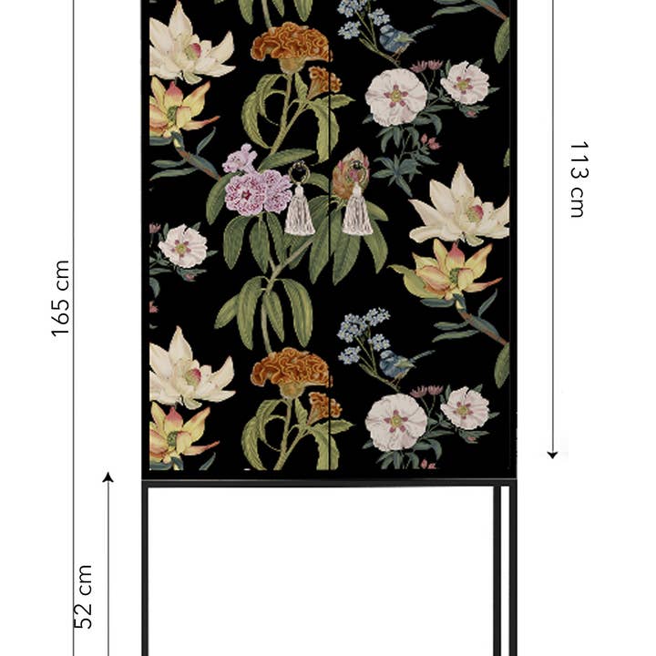 Really Nice Things - Wholesale Cabinet - Black floral printed MDF sideboard cabinet with 2 doors1