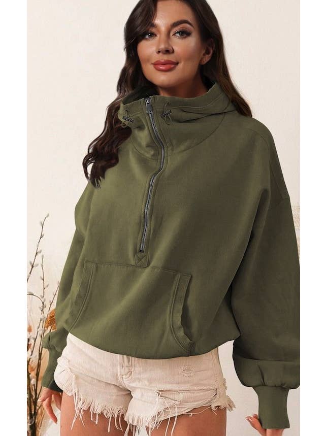 Miss Sparkling - Wholesale Sweatshirt - Women's - Half Zip Pullover Sweater