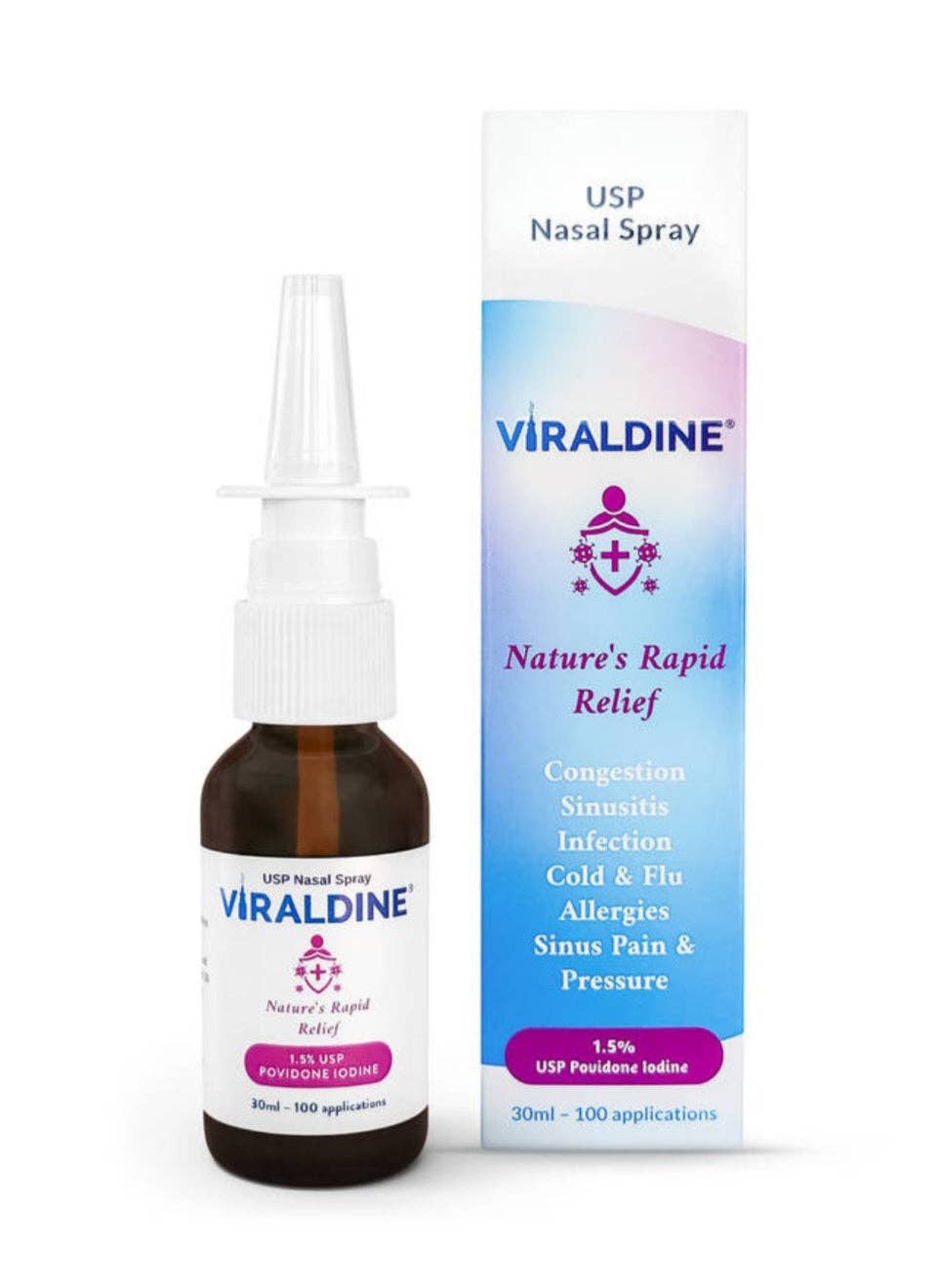 Viraldine - Vendita all'ingrosso Cura del naso - Viraldine Spray Nasale 1,5% Povidone-Iodine Allergia Raffreddore Influenza10