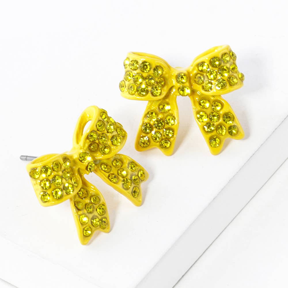 Sensibling Corp. - Wholesale Stud/Post Earrings - Crystal Rhinestone Pave Bow Stud Earrings
25