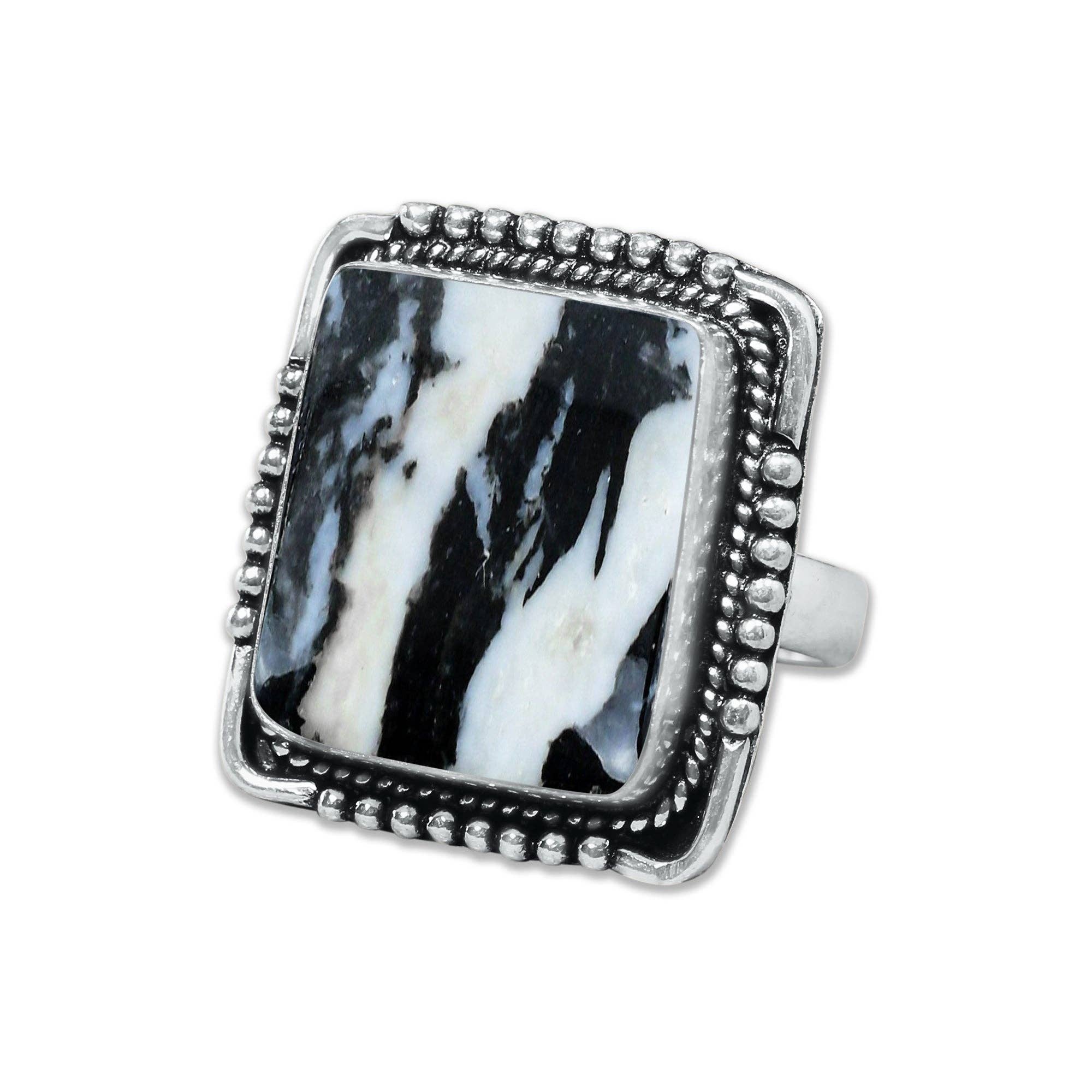 Handmade Jewels - Wholesale Cocktail/Statement Ring - Buffalo Turquoise Rings – Handmade, Silver-Plated, Boho Style18