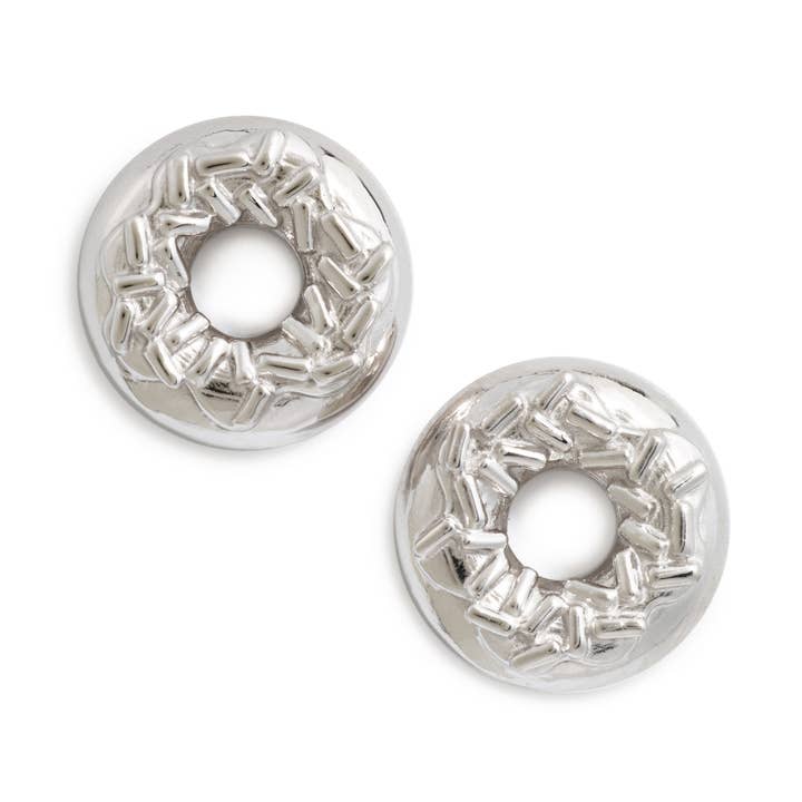 Boucles d'oreilles en forme de beignet en argent sterling par Delicacies Jewelry - Chaque achat aide à combattre la faim ! (Cadeau gourmand, bijoux alimentaires, cadeau) pour la vente par Delicacies Jewelry