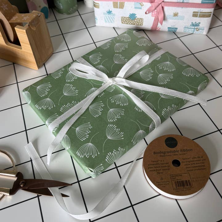 Cascayde – wholesale Ribbon – Gift wrapping – Pearl White Biodegradable Ribbon 5m Reel (9mm)5