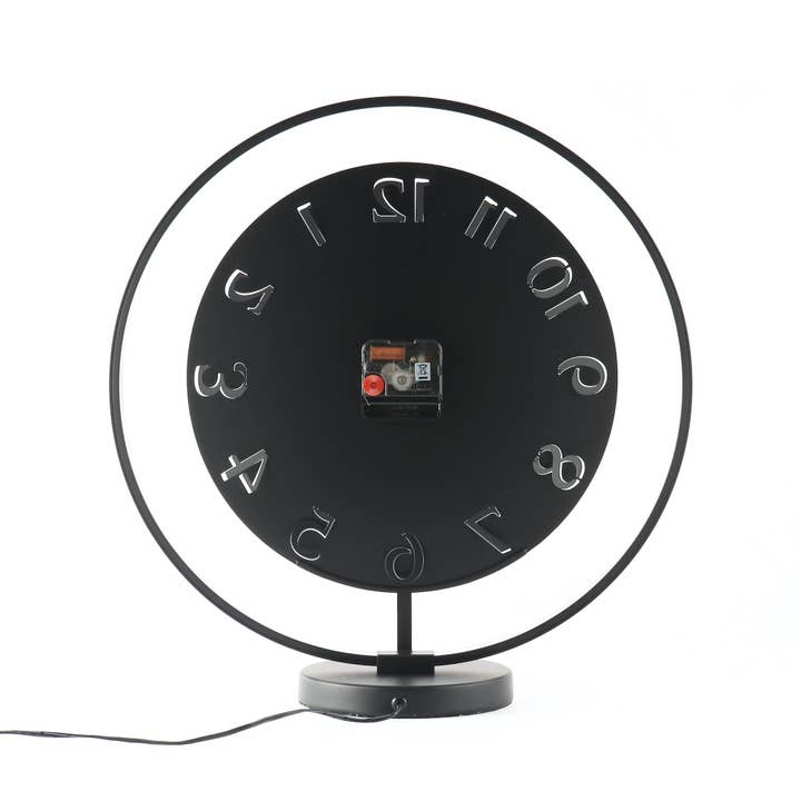 Viceni - Venta al por mayor Relojes de escritorio - Reloj de mesa grande de 40 cm, diseño moderno, color negro y plateado