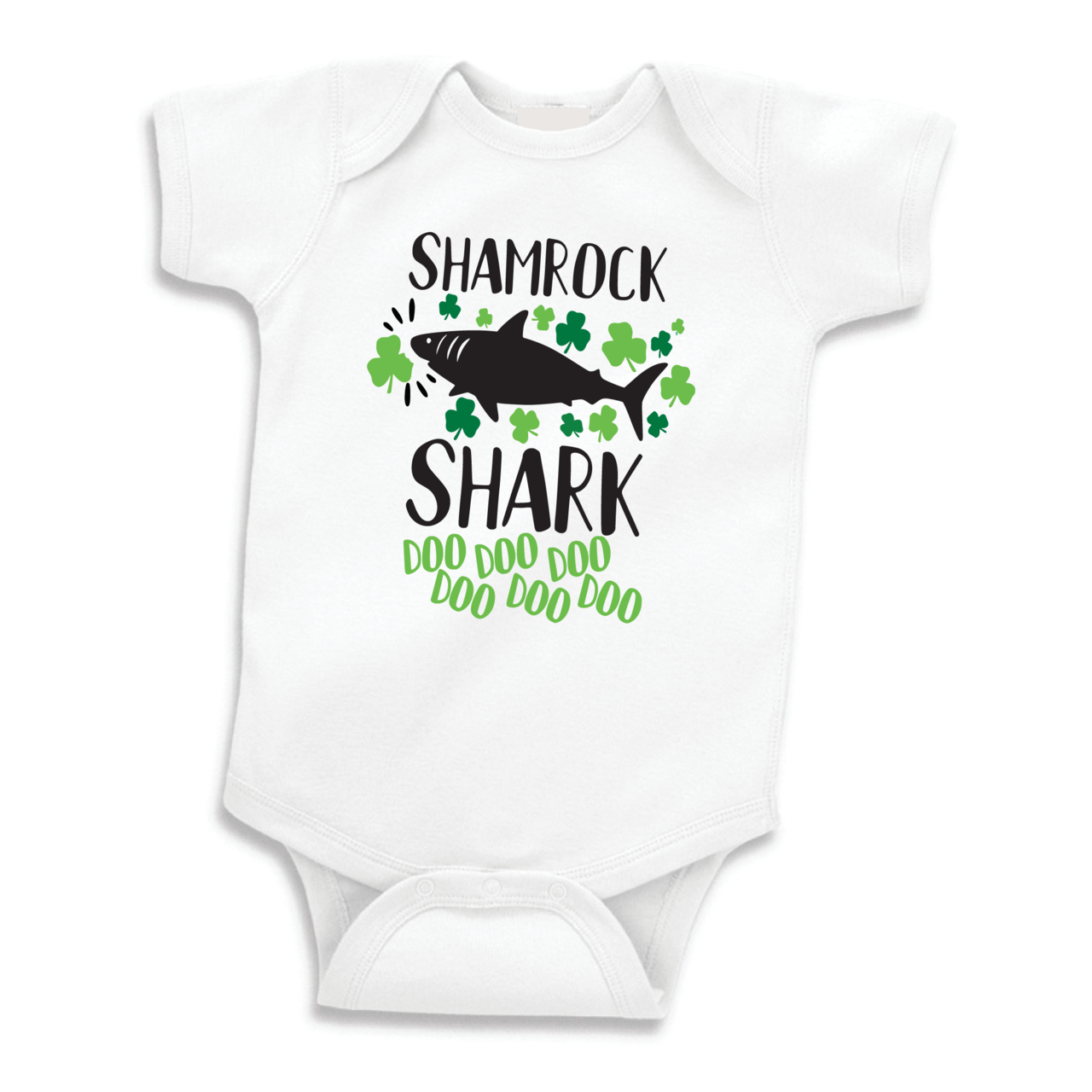 Bump & Beyond Designs - Wholesale Bodysuit (Non-Footed) - Baby - Shamrock Shark, Baby St. Patrick's Day Onesie0