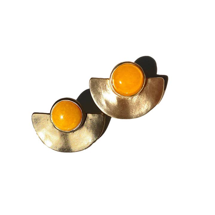 Domoflor s.l - Venta al por mayor Pendientes de botón/aretes de poste - 🌞 Pendientes abanico con piedra