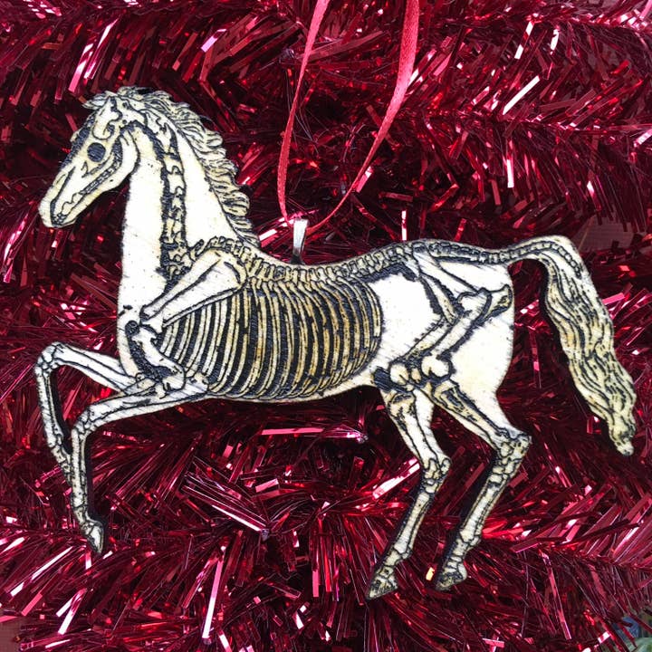 Toad Hill Farm - Vendita all'ingrosso Decorazione - Ornamento a forma di cavallo scheletrato - Halloween/legno spettrale tagliato al laser3