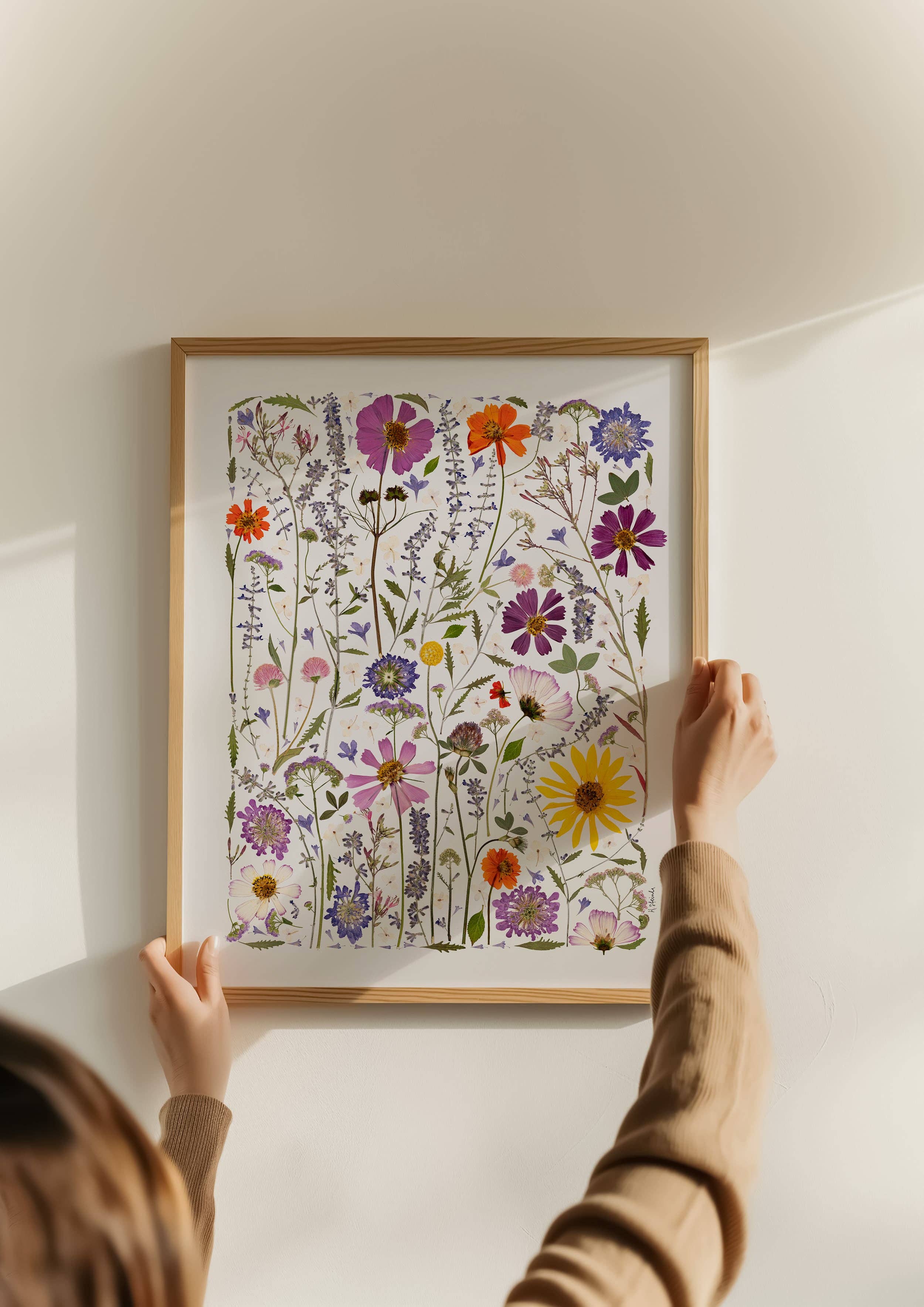 Hope Steinle Pressed Flower Art - Wholesale Art Print - Pressed Flower Collage Fine Art Print - "Serenity Blooms"1