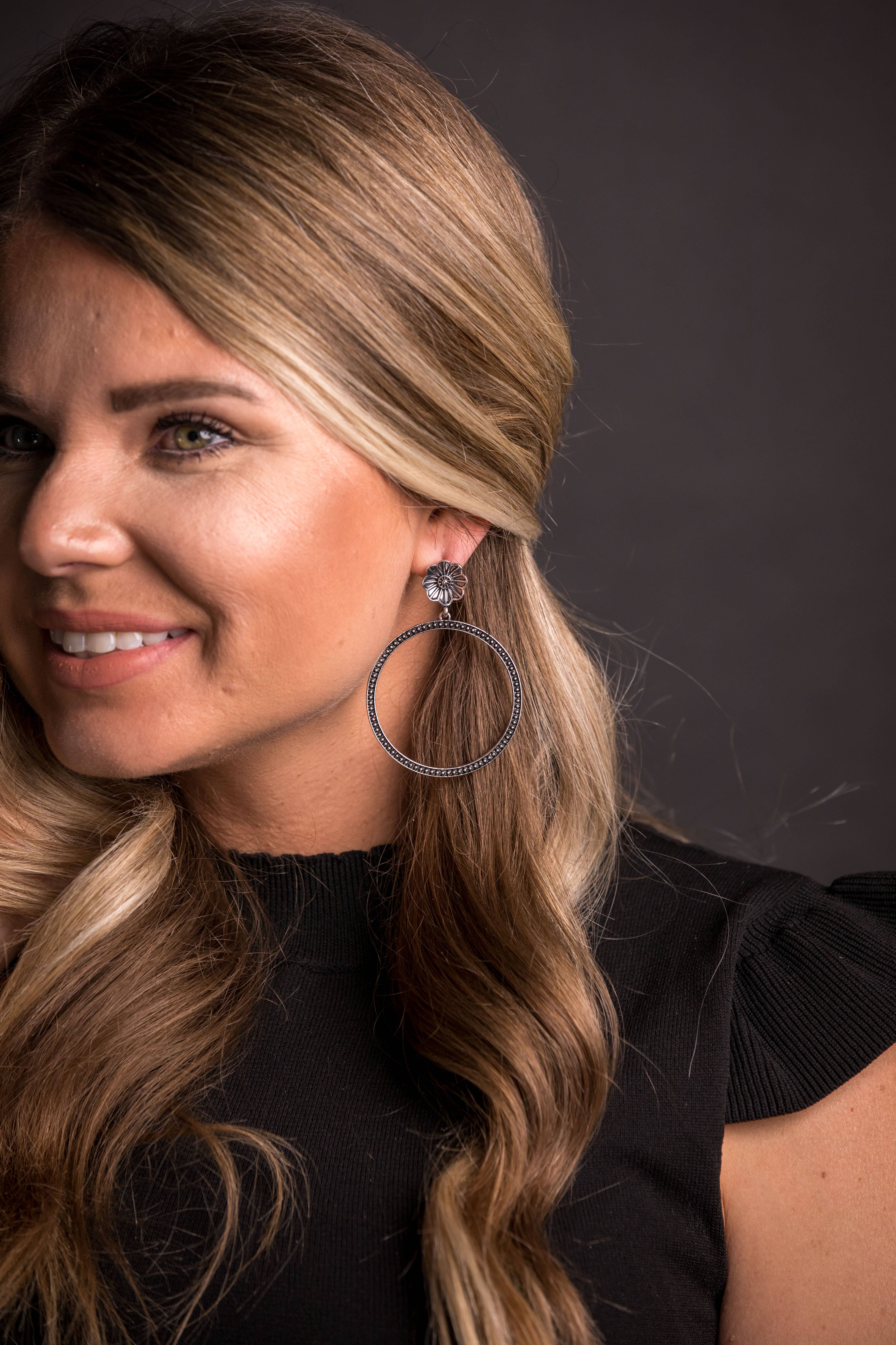 West & Co. - Wholesale Dangle Earrings - 4" Silver Wire Earring with Turquoise Charm1