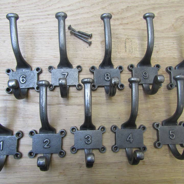 Pack Of 10 Retro 1 to 10 Numbered Coat Hooks for wholesale by IronmongeryWorld
