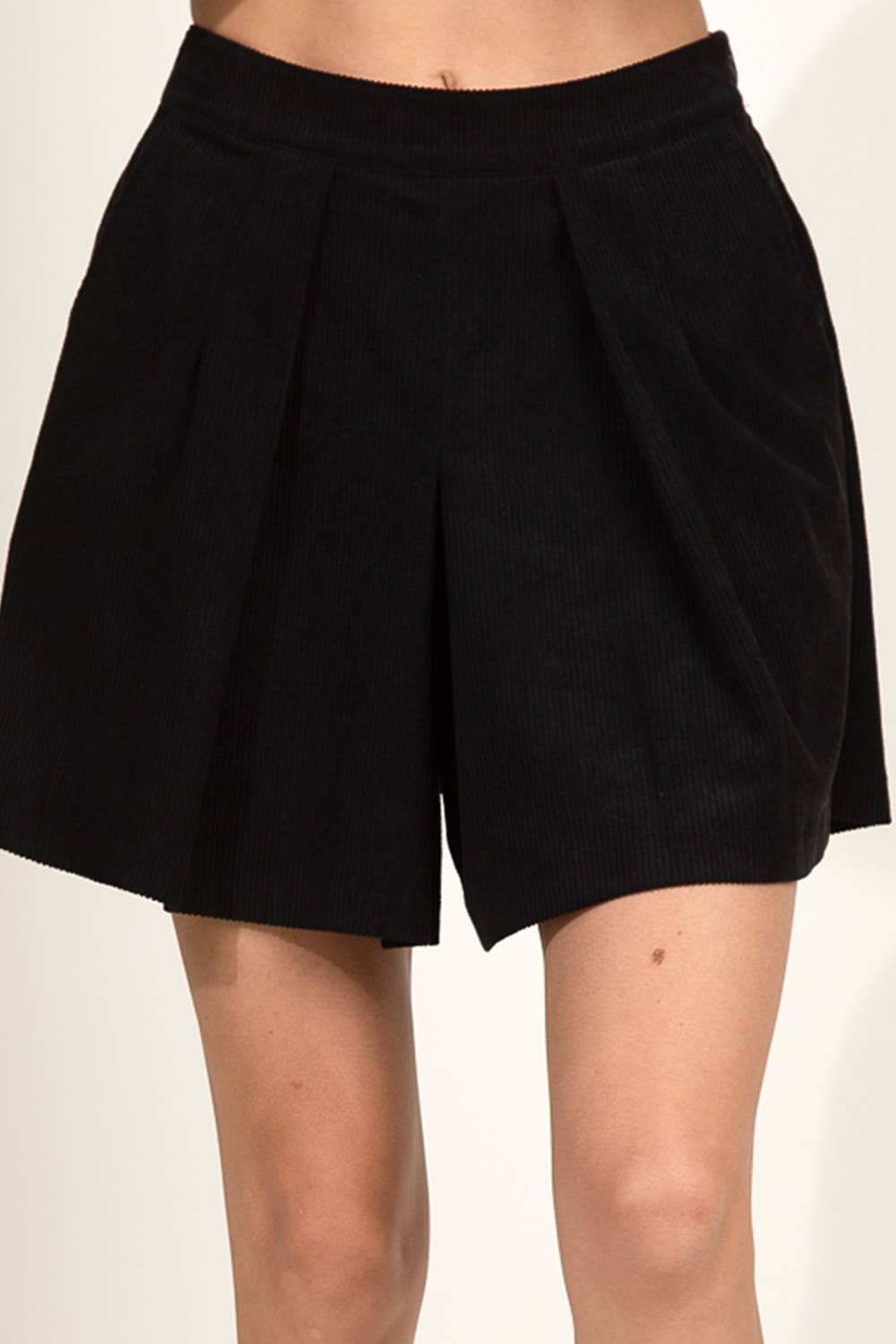 VERY J - Wholesale Skort - Women's - NP70121-Pleated Solid Corduroy Skort Shorts9