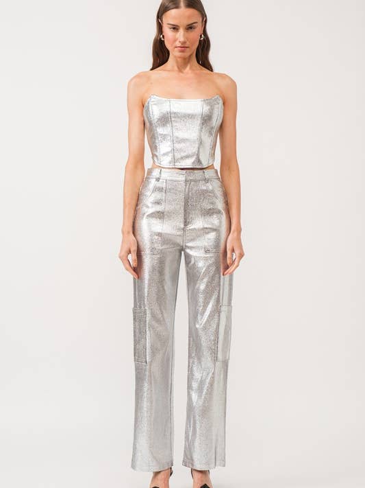 Haut corset argenté Gaia pour la vente par Sofie the Label