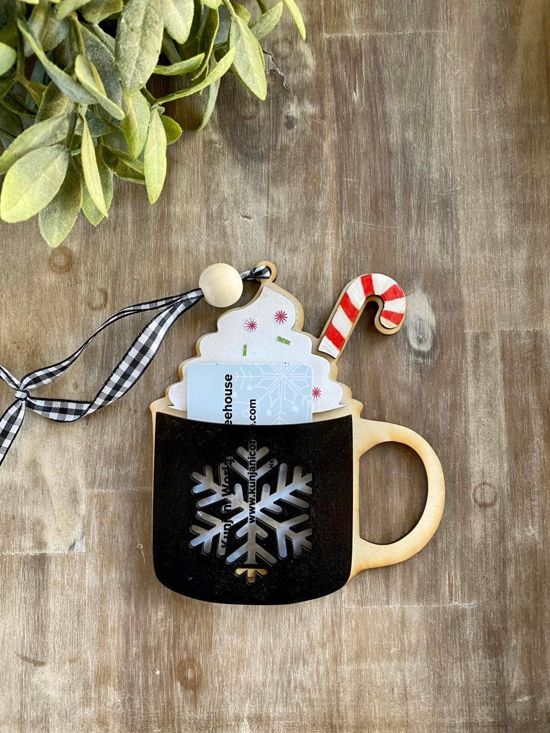True Life Concepts - Wholesale Ornament - Snowflake coffee gift card holder ornament cafe bistro gifts2