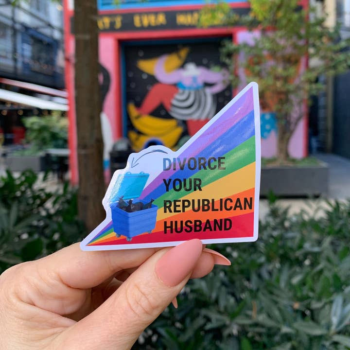 GetBullish - Wholesale Sticker - Divorce Your Republican Husband Glossy Die Cut Vinyl Sticker