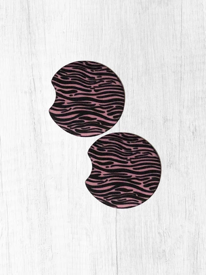 Pink Zebra Car Coaster Set for wholesale by Tanya Leigh Creations