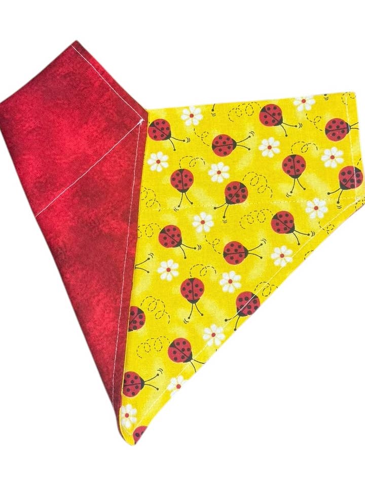 Ladybugs & Red| Reversible Dog Bandana for wholesale by Cambria K9