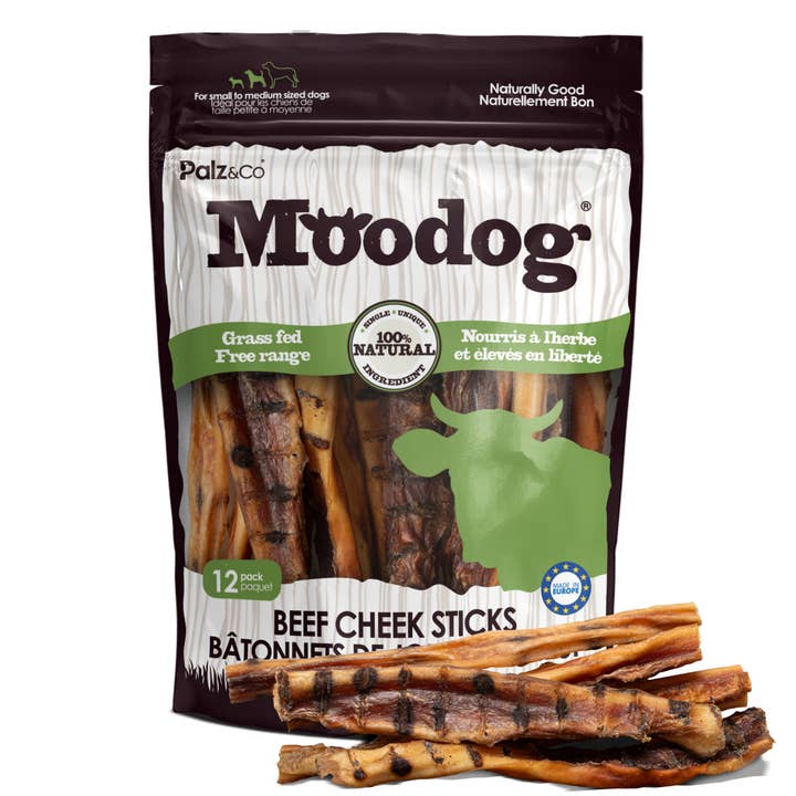 Moodog Beef Cheek Sticks - Pack of 12 for wholesale by Palz&Co