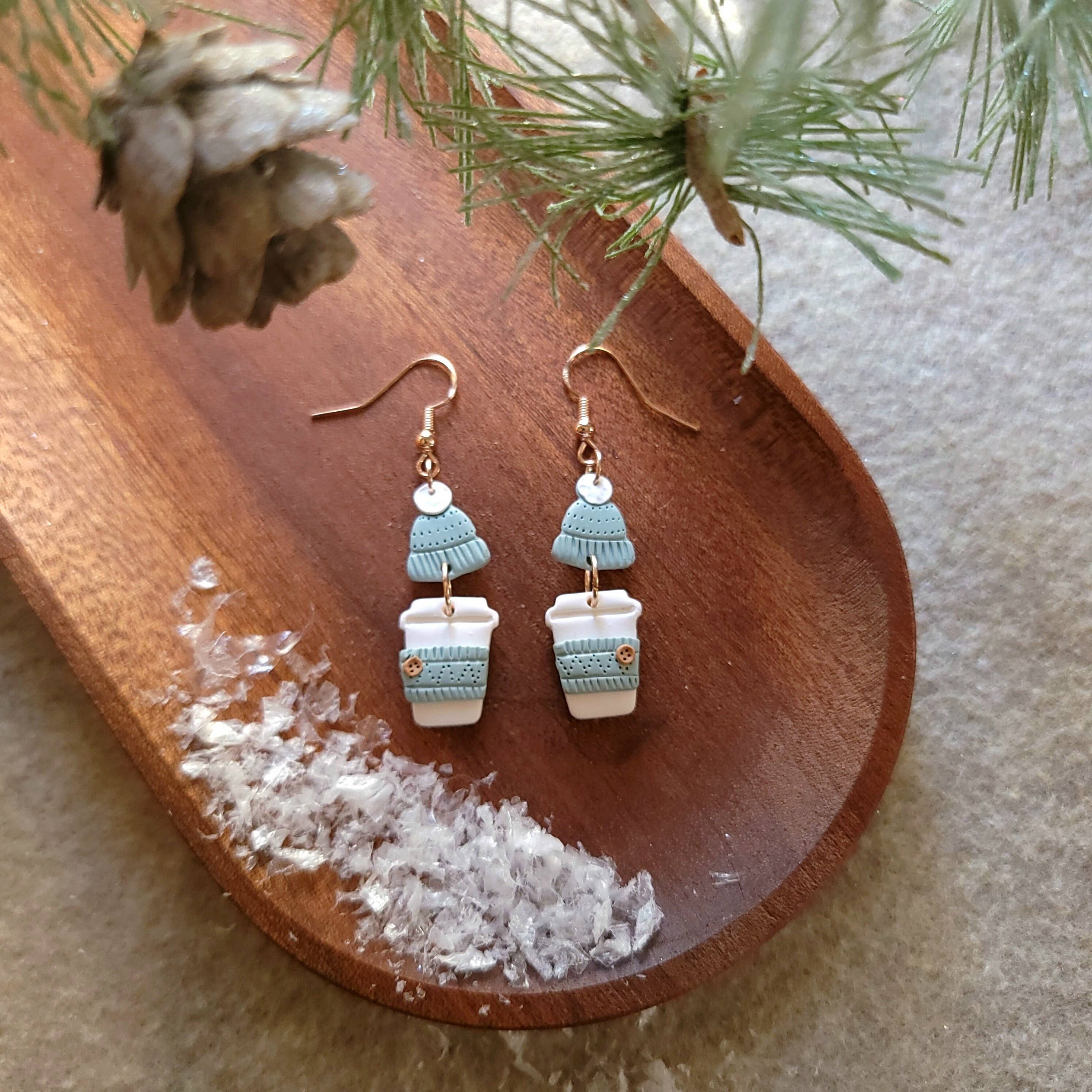 Foxy Method - Wholesale Dangle Earrings - Coffee Cup Earrings, Sweater Weather Sage Green1