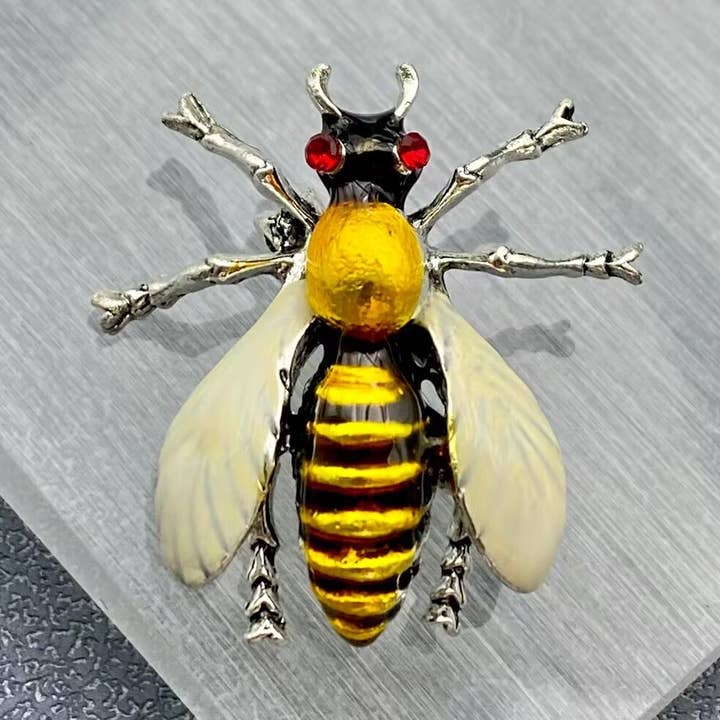 Enamel Yellow Bee Brooch for wholesale by Mio Queena