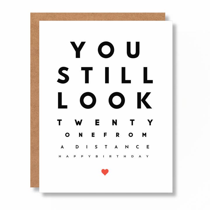 Twenty One from a Distance Greeting Card for wholesale by Otter this World Cards