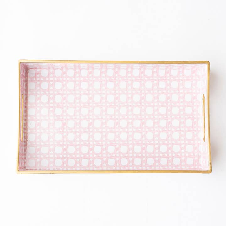 8 Oak Lane - Wholesale Decorative tray - Pink Cane Vanity Tray2