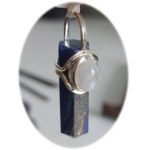 Crystal Wand Sterling hänge - Naturlig Lapis & Månsten för wholesale av Crystal Earth Sterling