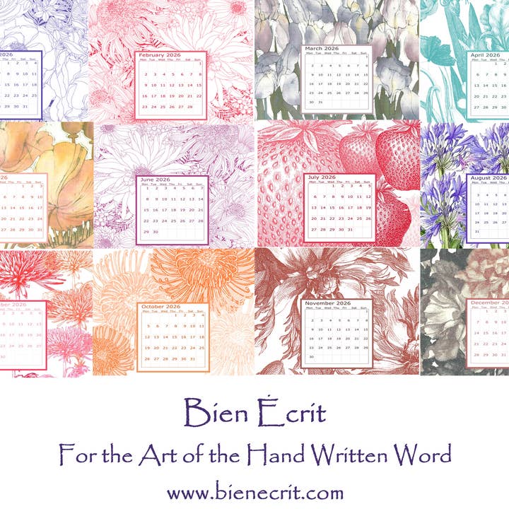 Bien Ecrit - Wholesale Calendar - 2026 Floral Calendar - Refill1