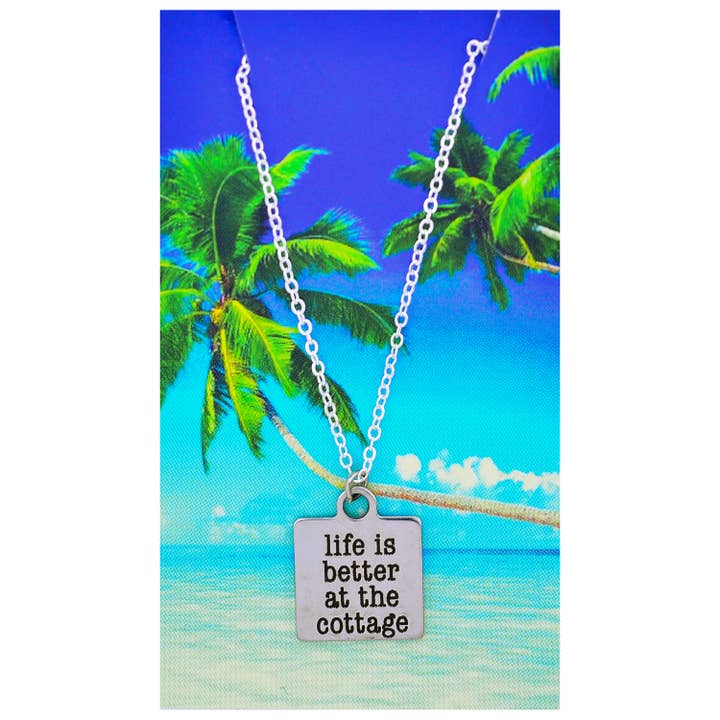 Life is Better at the Cottage Quote Necklace for wholesale by PARADISE BEACH COMPANY