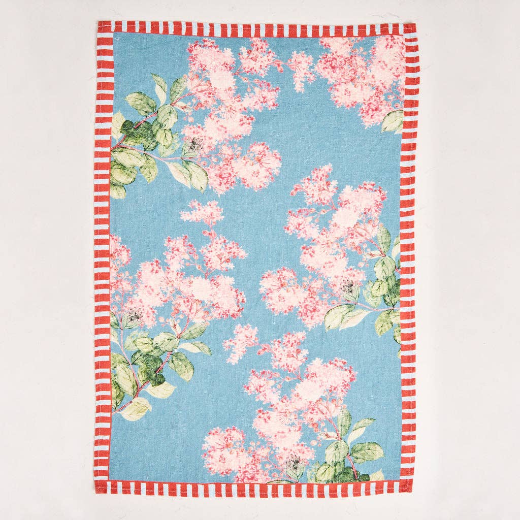 Tam Tam Paper & Cloth – Toalha de chá por atacado – Pano de Cozinha - Linho Puro - Hortênsia Índigo - Têxtil de Cozinha Vibrante1