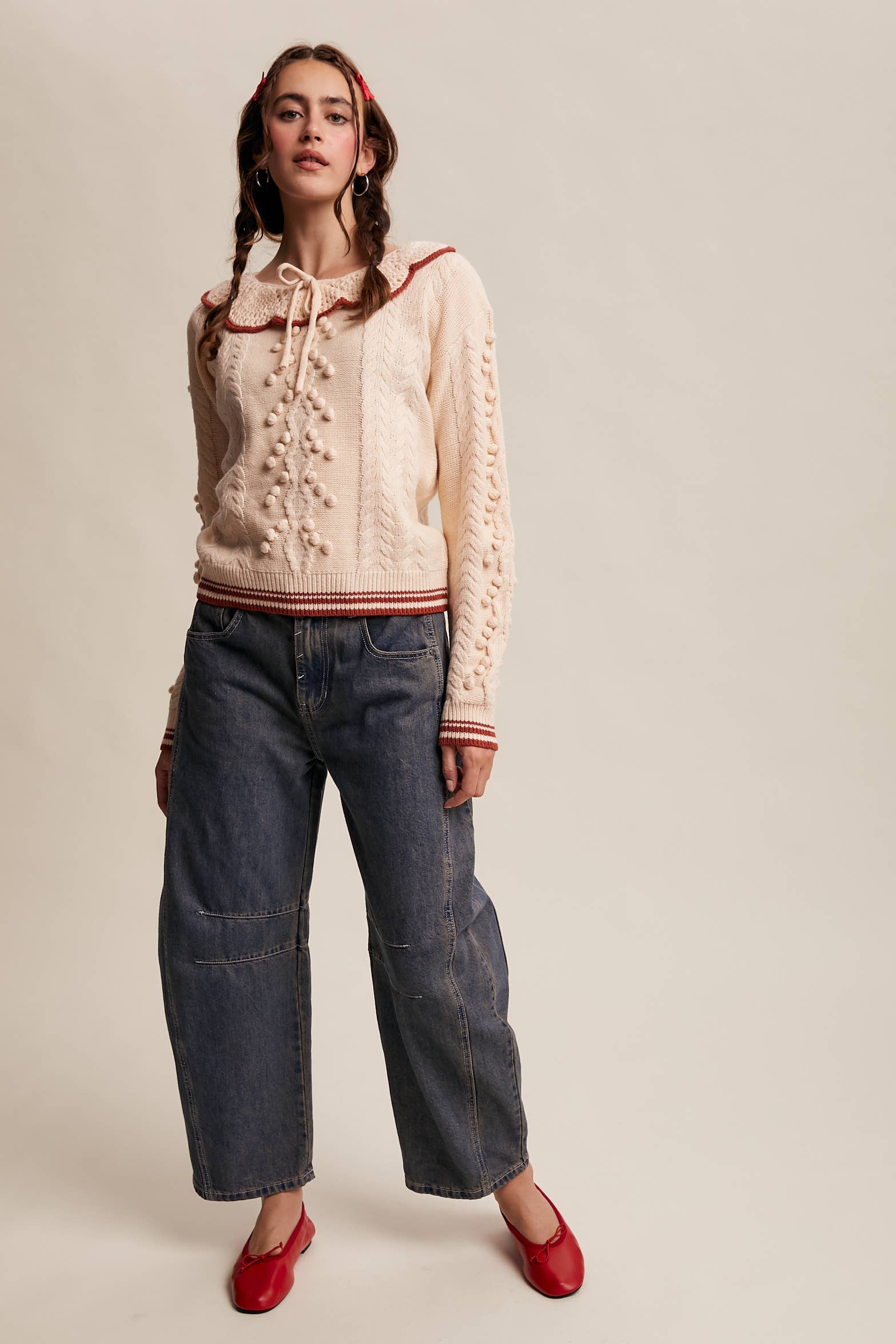 Listicle - Wholesale Knit Sweater - Women's - Pom Pom Cable Knit Sweater28