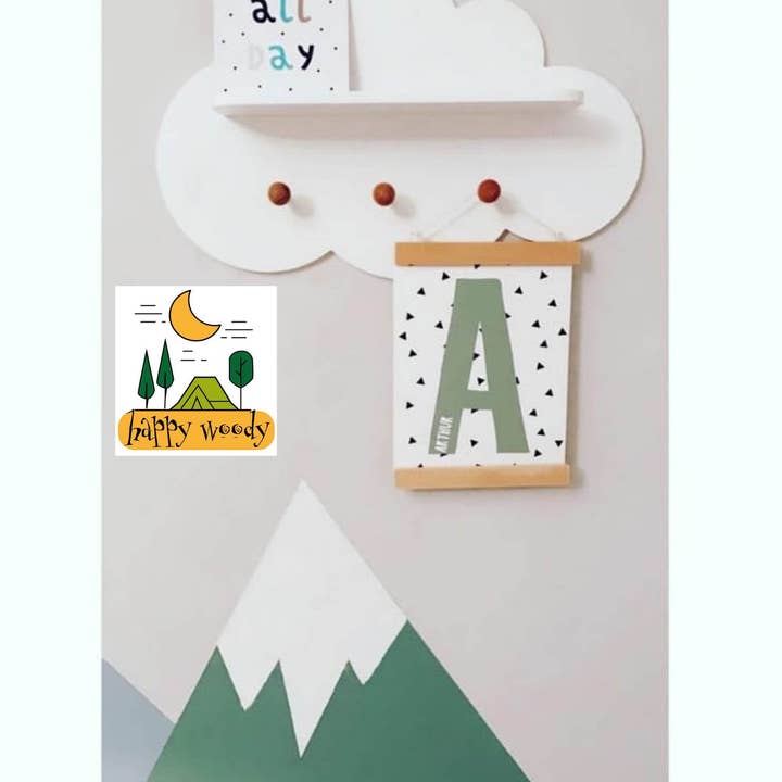 Cloud kapstok met plank/kinderknoppen/plank met haken voor wholesale door Happy Woody