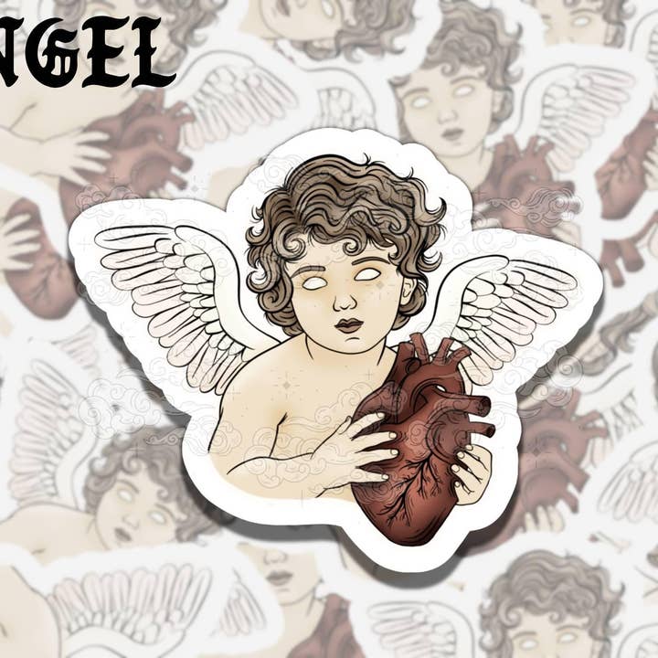 Whimsigoth Vintage Cherubs Vinyl Klistermærke - Farverigt Design for engroshandel hos Sticky Sadness Designs