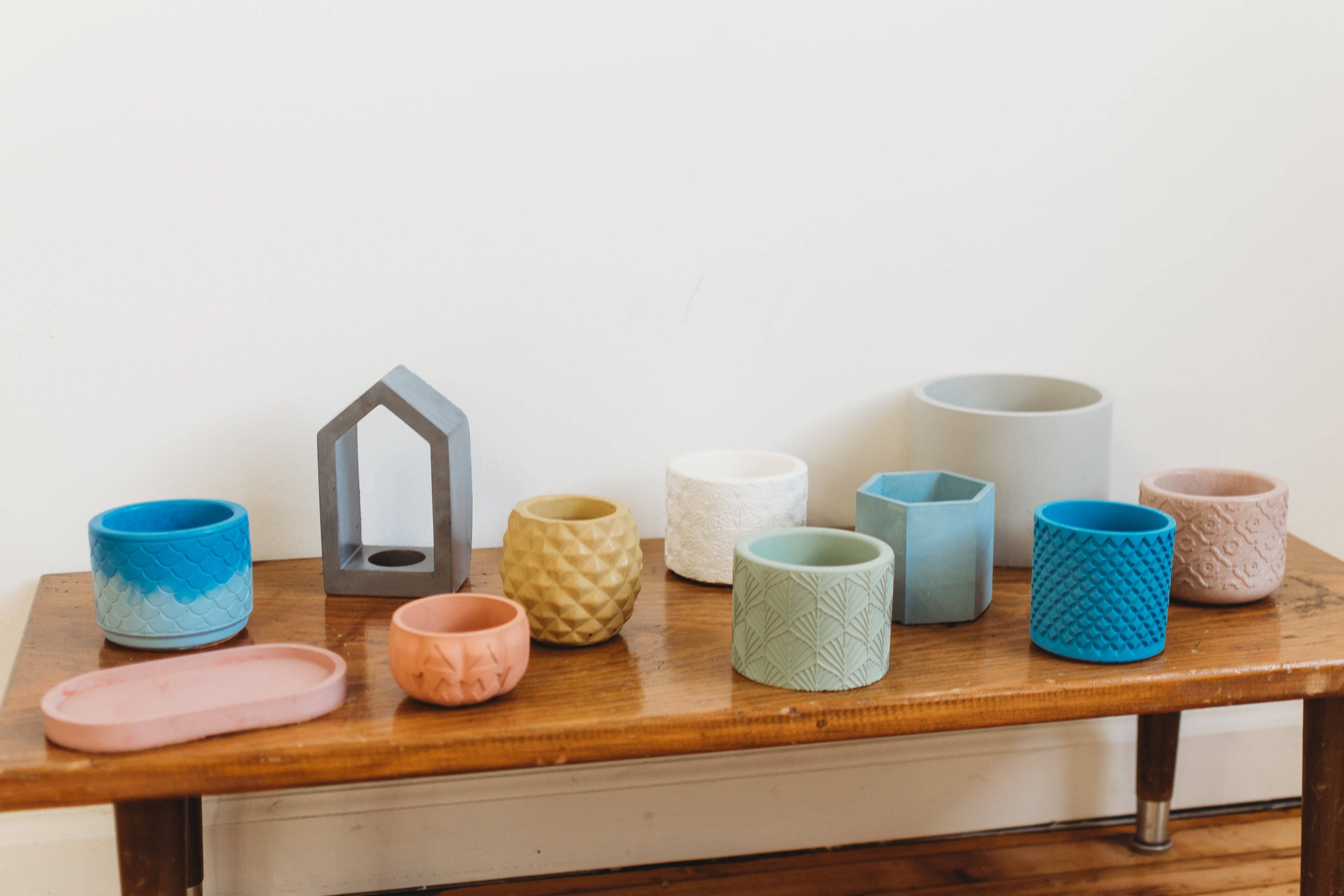 The Market Made - Wholesale Indoor Pot - Handmade Vintage-Style Container | Geometric Cement Holder | Classic Concrete Planter1