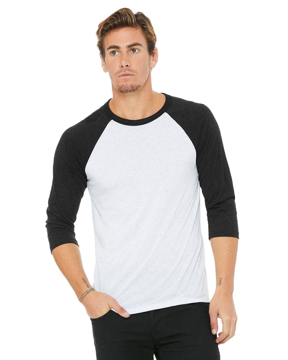 Total Apparel - Wholesale T-Shirt - Men's - Bella + Canvas 3200 - Unisex 3/4-Sleeve Baseball T-Shirt9