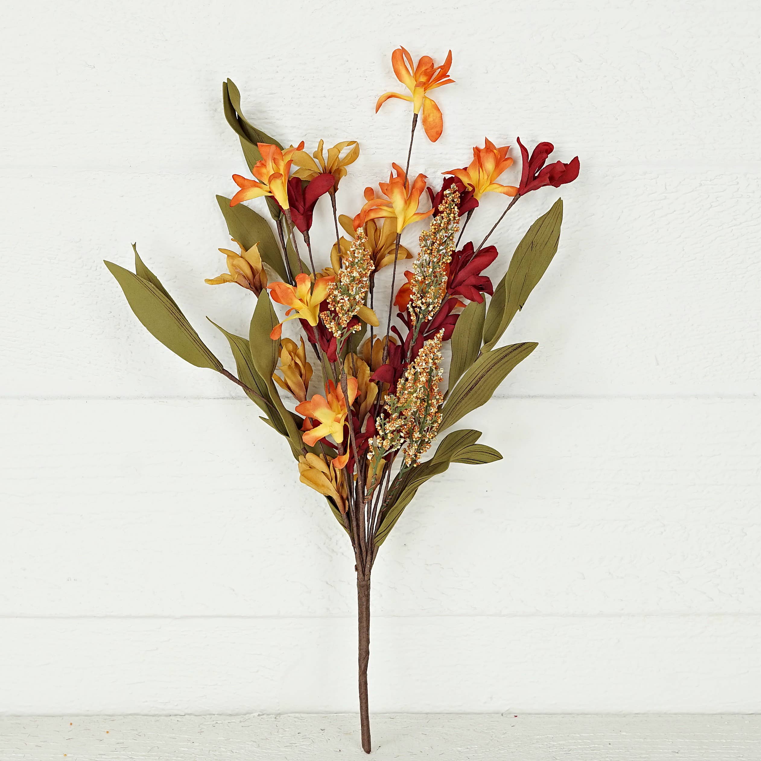 Impressive Enterprises, Inc. - Wholesale Artificial Flowers - 31635-16in Bush-Orange Burgundy Wildflowers0