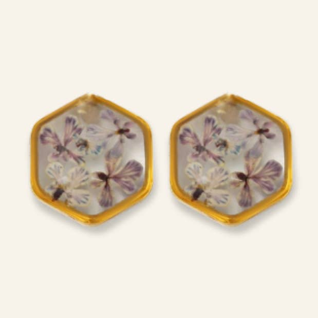 Teeny Weeny Hexagon Lilac Küpe for wholesale by fioreldesign
