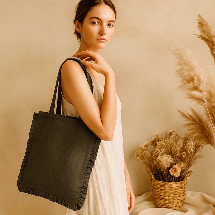 Fabrica Kraft – Engroshandel Tote bag - Dame – Canvas Ruffle Taske | Canvas Farvet Taske | Uden Mærke31