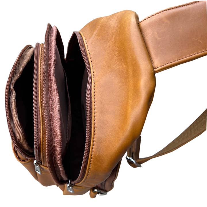 Roma Leathers, Inc. - Vente Sac à bandoulière – unisexe - Sac bandoulière en cuir de vachette huilé.4