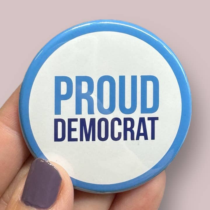 proud democrat round magnet for wholesale by Anthem Sticker Company