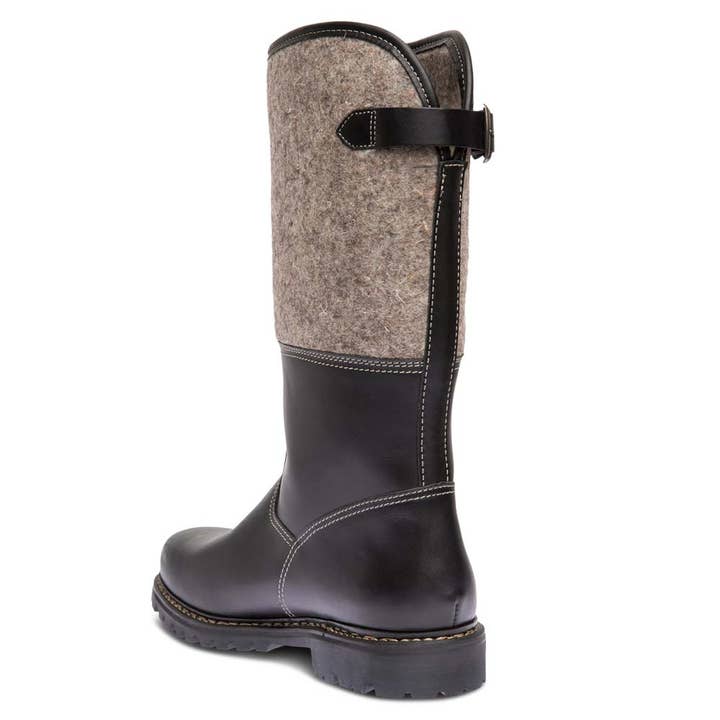 gris chiné noir Bottes Salober pour hommes en cuir de vachette avec tige en feutre en vente sur Faire4