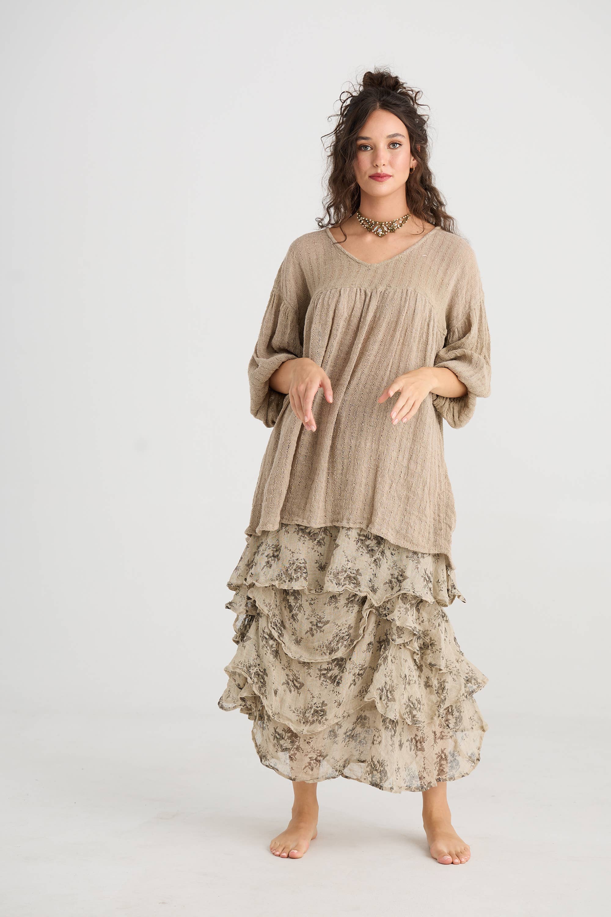 Miss Rose Sister Violet – wholesale Skirt – Women’s – WOMEN'S - Angelica Linen gauze floral skirt.8